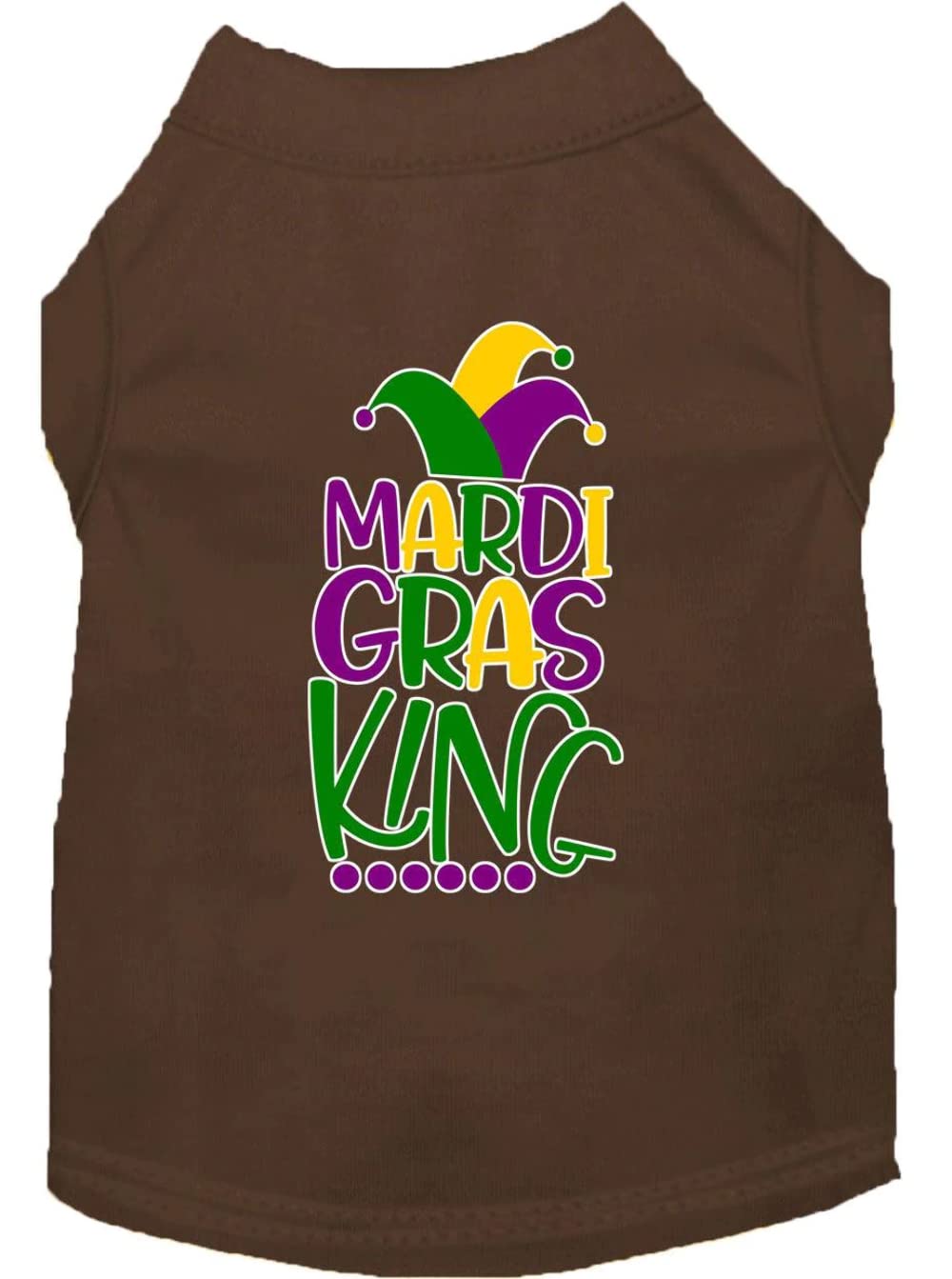 Pet Dog & Cat Shirt Screen Printed, "Mardi Gras King" Yellow LG (10-14 lbs.)