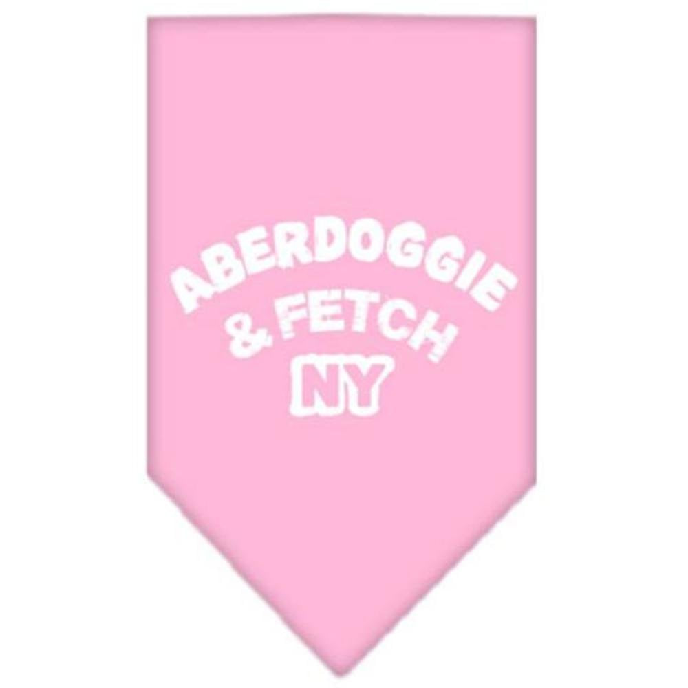 Pet and Dog Bandana Screen Printed, &quot;Aberdoggie & Fetch NY&quot; Light Pink Small