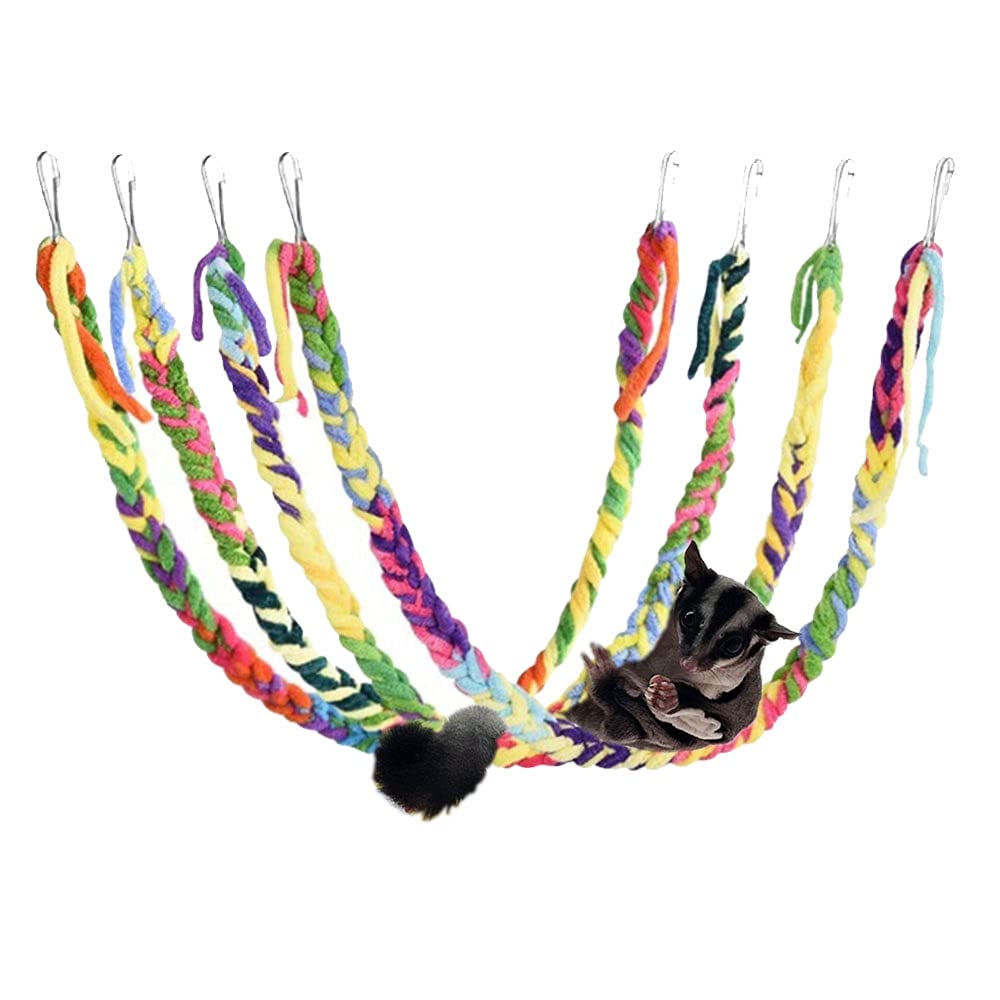 Rioussi Handmade Hanging Sugar Glider And Rat Toys For Climbing/Exercising/Jungle Exploration, Cage Accessories, Random Color, 4 Pack