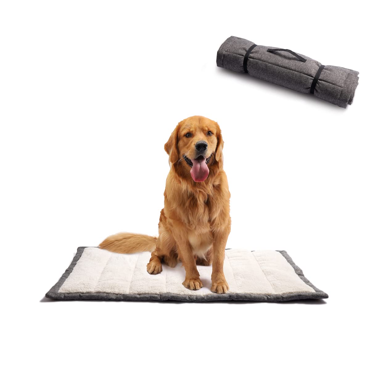 Vmgreen Travel Dog Bed, Rollup Crate Mat, Kennel Pad, Pet Camping Gear With Carry Handles For Medium Dog Or Cat, Super Soft, Mac
