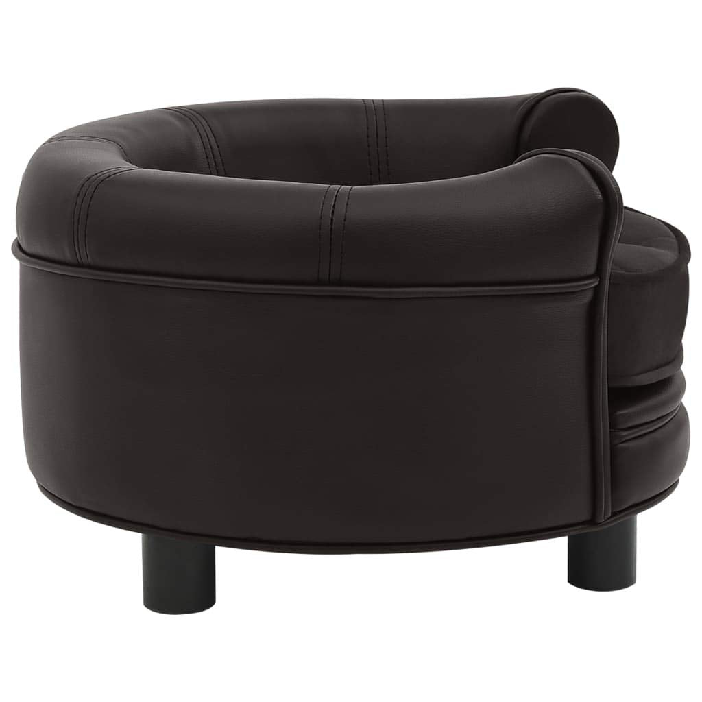 Skm Dog Sofa Brown 18.9'X18.9'X12.6' Plush And Faux Leather
