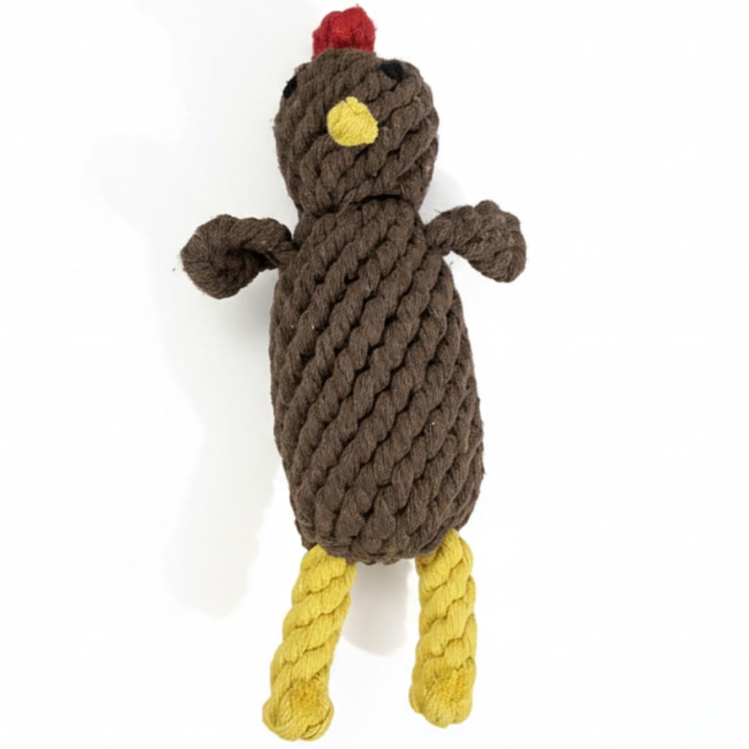 Chowabunga Tommie the Turkey Dog Toy 7 Inch Tall Handmade Eco Cotton Rope Small Dog Turkey Toy for Dogs Made with Natural, Non-T