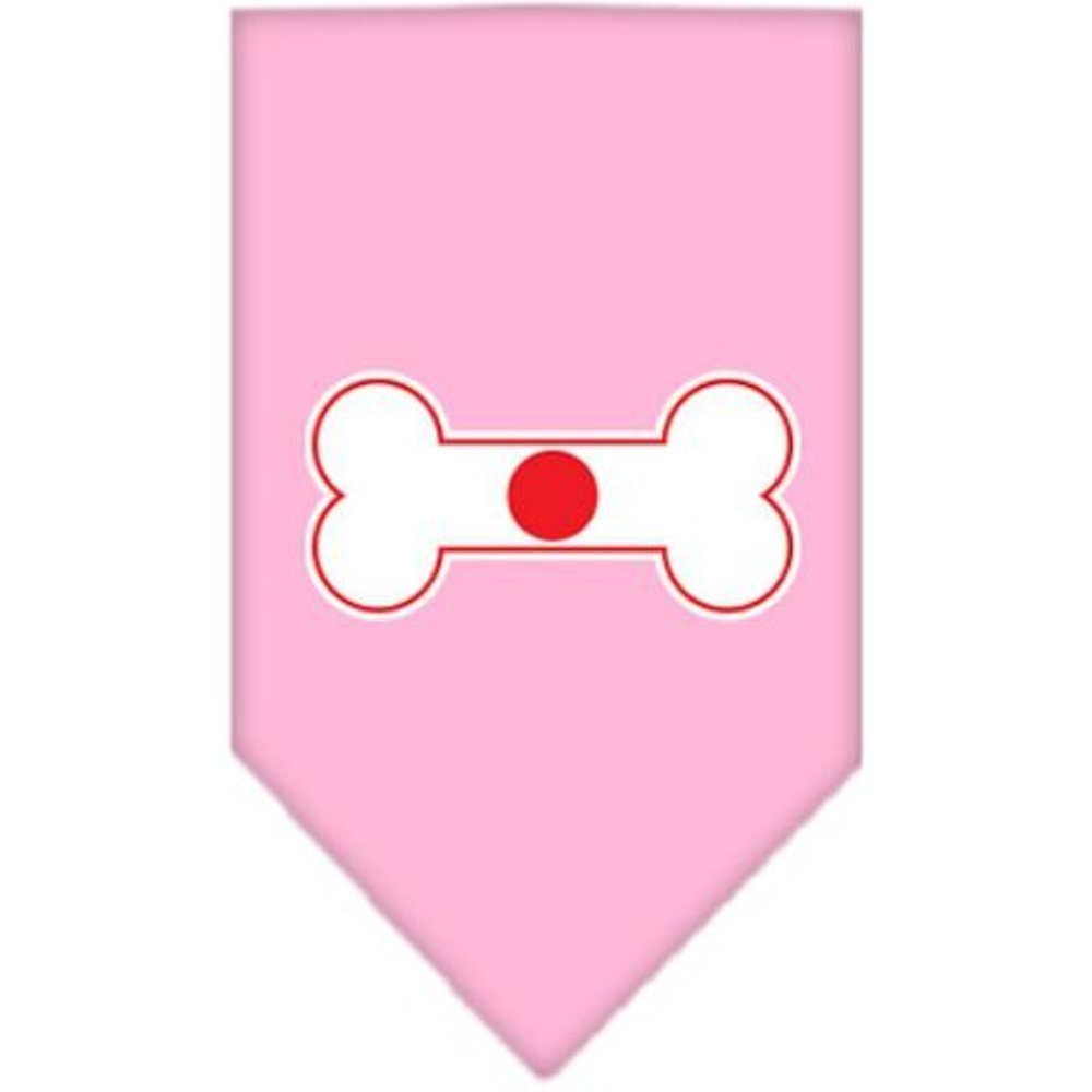 Pet and Dog Bandana Screen Printed, &quot;Bone Shaped Flag Japan&quot; Light Pink Large