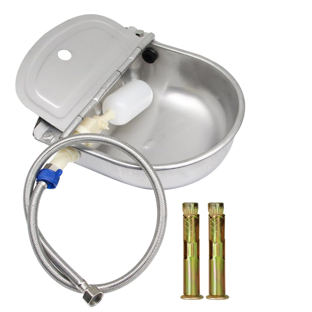 Automatic Water Feeder Trough Bowl With Pipe For Cattle Horse Goat Sheep Dog Animals Stainless Pet Livestock Tool