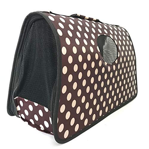 Pet Believe Mesh Durable and Breathable Full Zipper Small Animal Carrier Sling Front Travel Tote Shoulder Bag Backpack Polka Do