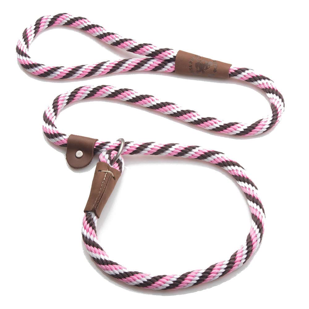 Mendota Pet Slip Leash - Dog Lead And Collar Combo - Made In The Usa - Pink Chocolate, 1/2 In X 6 Ft - For Large Breeds