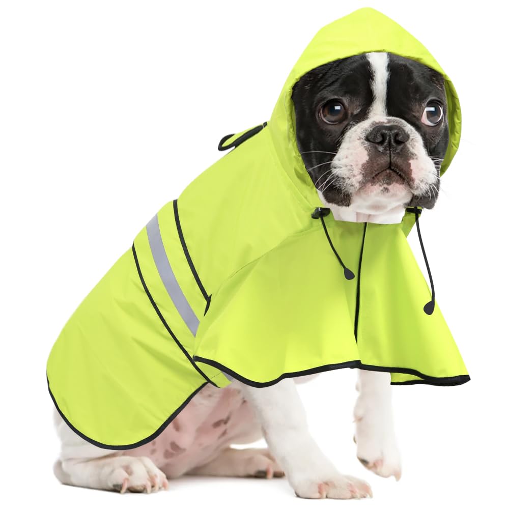 Ezierfy Waterproof Puppy Rain Jacket - Adjustable Reflective Dog Raincoat, Lightweight Dog Hooded Slicker Poncho Raincoats For S