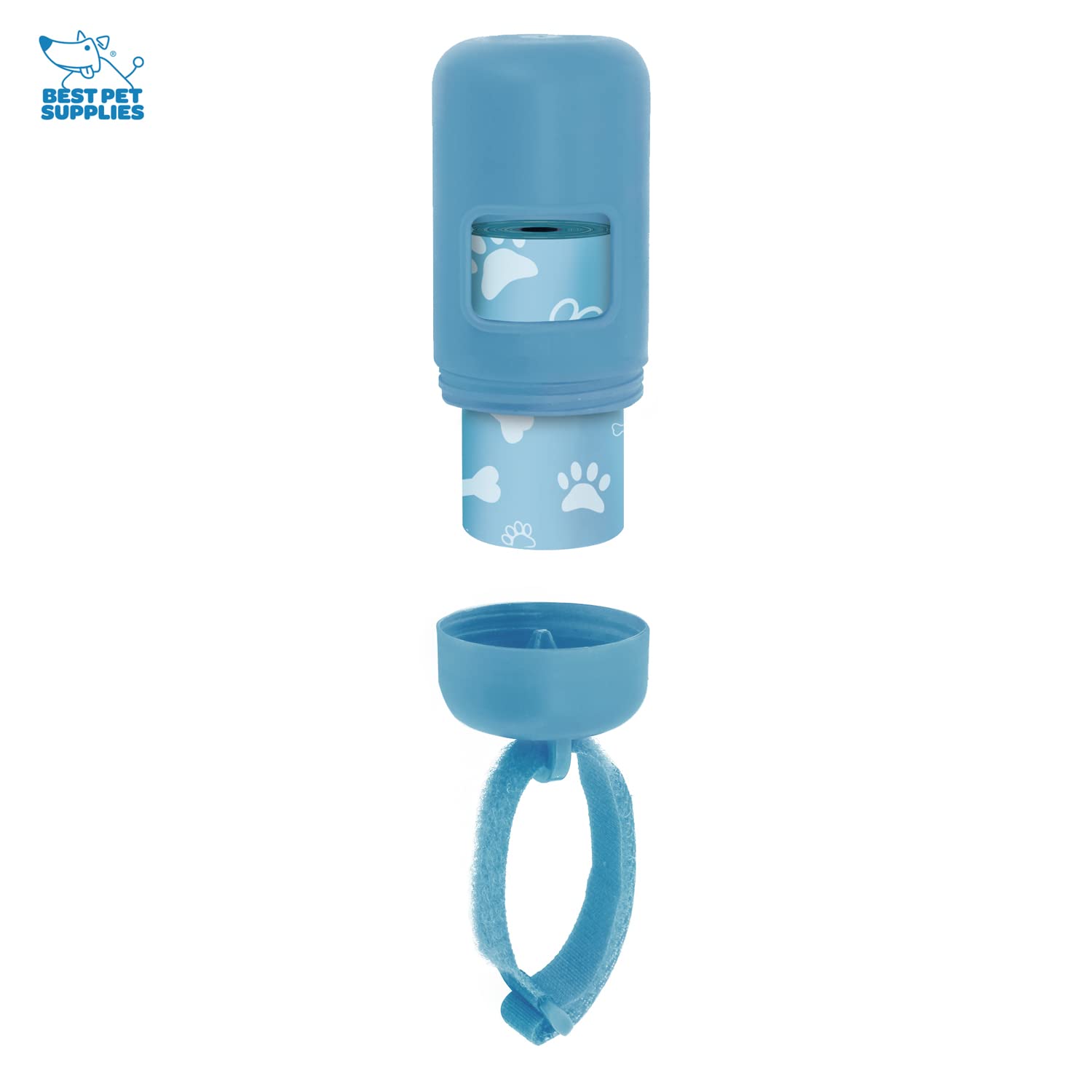 Best Pet Supplies Dog Poop Bag Holder Leash Attachment With 30 Bags Reusable Dispenser For Travel, Walking, Park, And Outdoor Use, Durable With Clip-On - Baby Blue, Pack Of 2