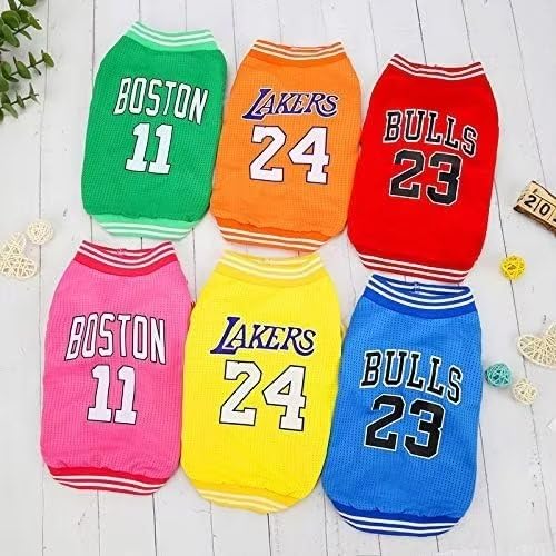 Dog Clothes Basketball Mesh Breathable T-Shirt,Pet Clothes Puppy Sportswear Spring/Summer Fashion Dog Shirt. (Yellow, Large)