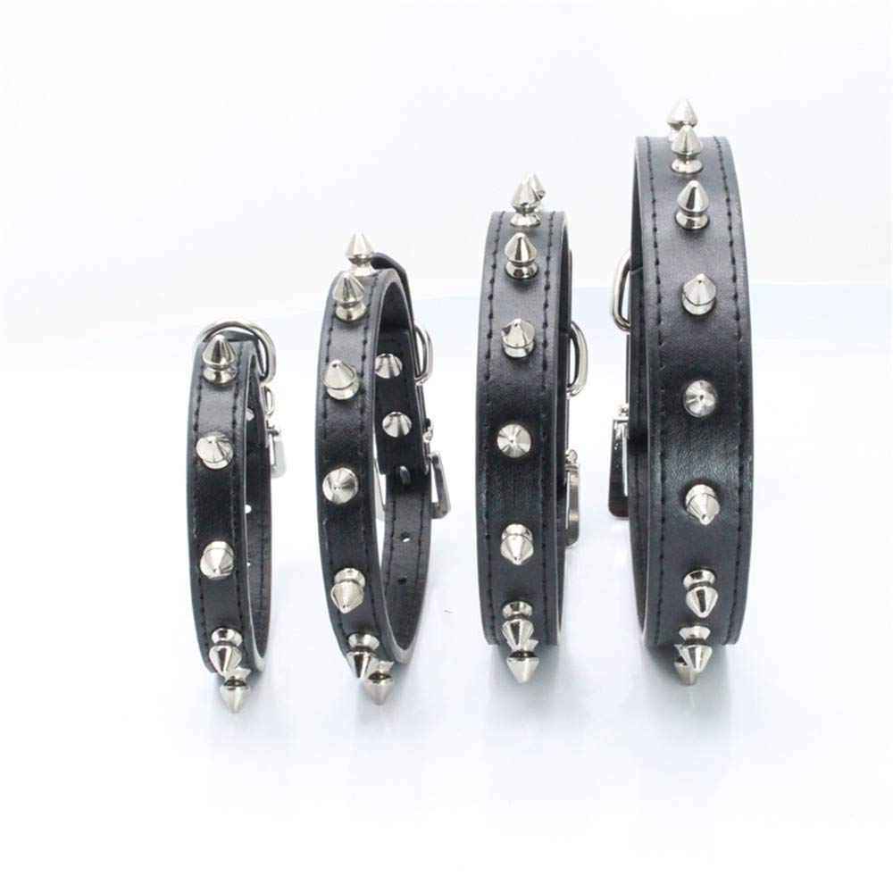 Haoyueer Spiked Dog Collar For Small Dogs, Mushrooms Rivet Soft Pu Leather Spike Stud Studded Cat Collar Adjustable For Mini Tin