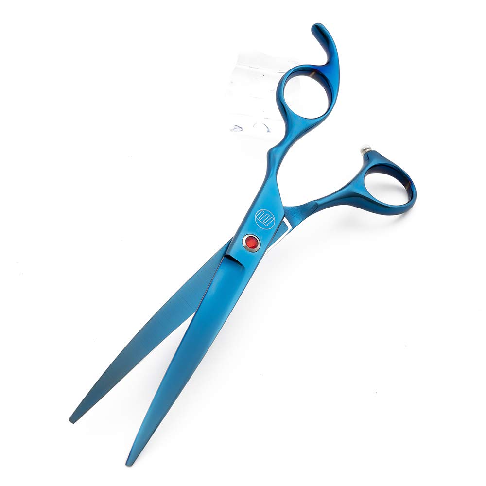 Moontay Professional 7.0' Dog Grooming Scissors Set, 4-Pieces Straight, Upward Curved, Downward Curved, Thinning/Blending Shears For Dog, Cat And Pets, Jp Stainless Steel, Blue