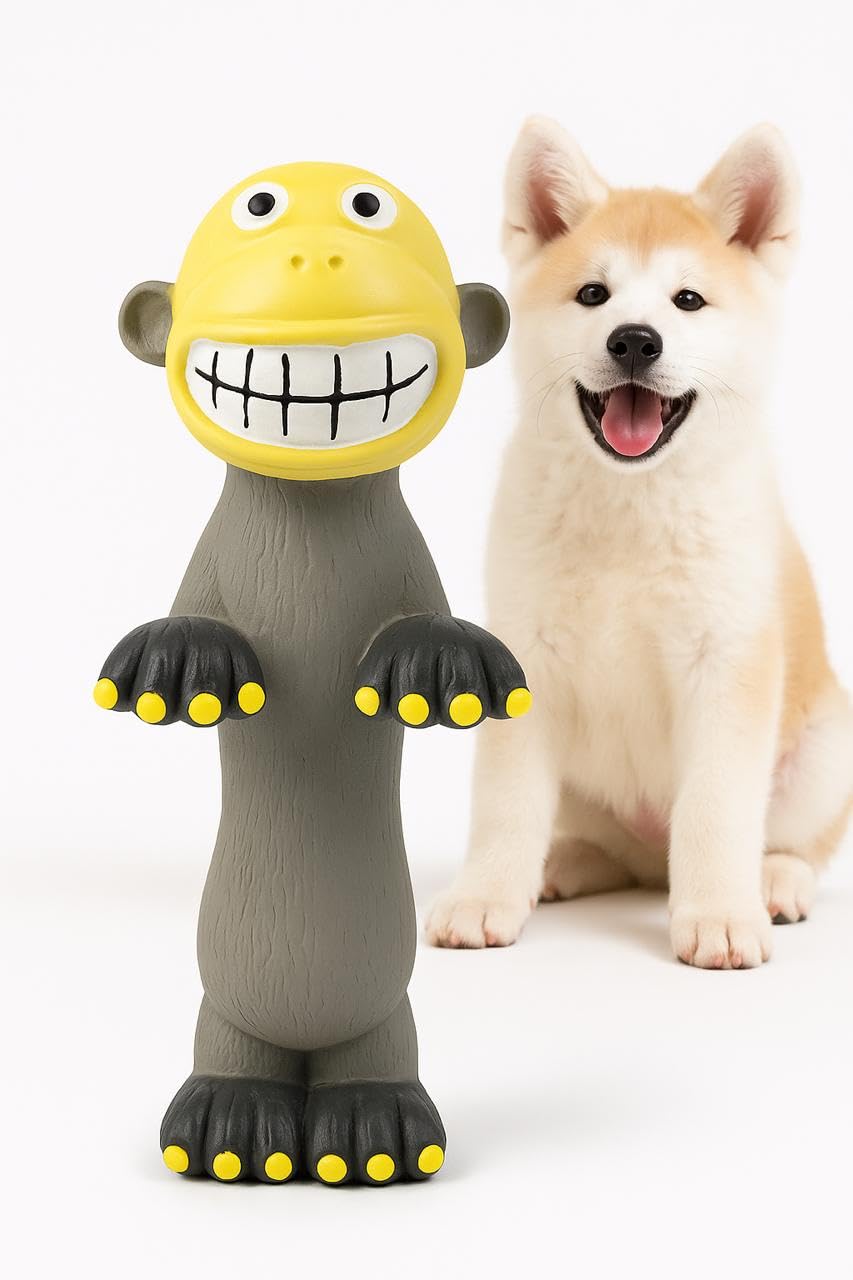 WAGGYTAILS Funny Cartoon Squeaky Dog Toy (Made in U.S.A) Premium Rubber Chew Toy for All Breed Dogs, Interactive Pet Play Toy wi