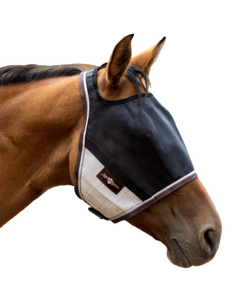 Kensington UViator CatchMask Horse Fly Mask with Web Trim UV Eye Protection Mask for Horse - X-Large, 500 - Desert Sand