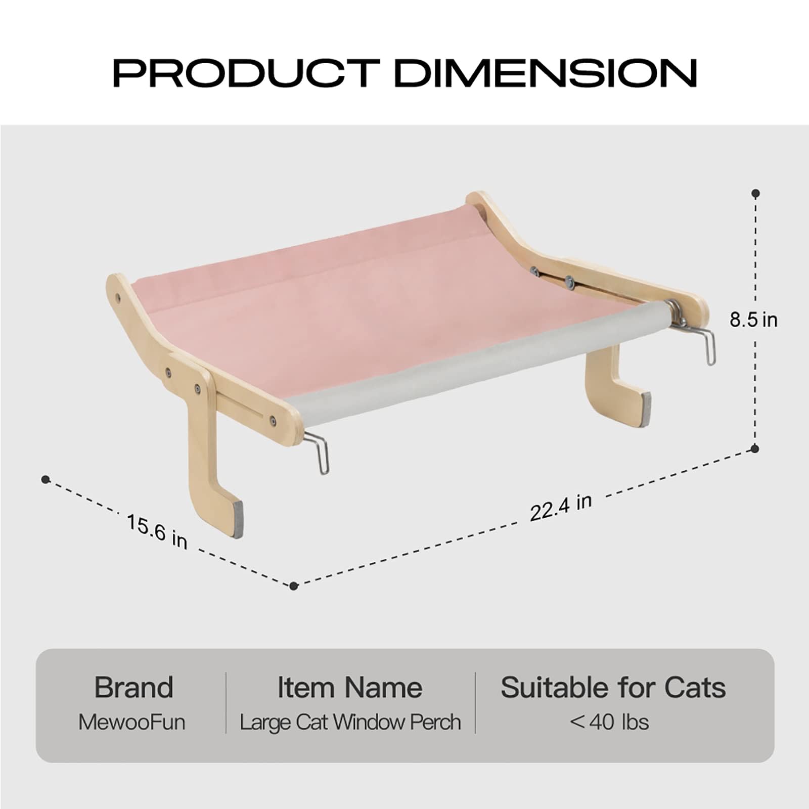 Mewoofun Cat Window Perch Lounge Mount Hammock Window Seat Bed Shelves For Indoor Cats No Drilling No Suction Cup (Blue/Grey)