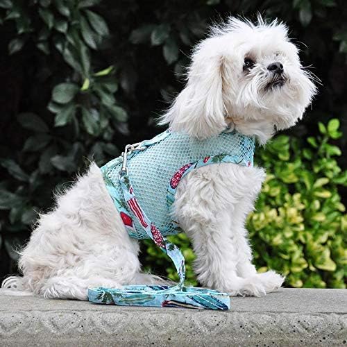 Doggie Design Cool Mesh Dog Harness - Dog Harness, Dog Vest, Pet Harness, Simple Step In And Go Design, Harness For Dog With Leash, Surfboards And Palms, Medium