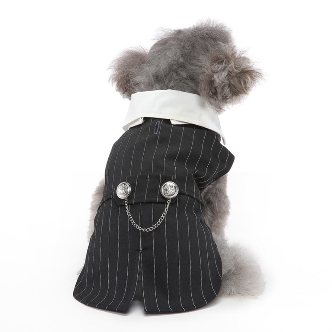 Doteyayp Puppy Tuxedo With Detachable Bowtie Prom Wedding Formal Wear Prince Costume For Small Dog (Small, Black Stripe)