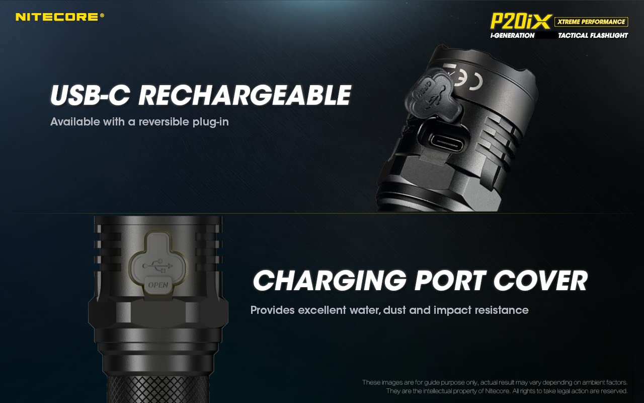 Nitecore P20Ix Tactical Flashlight, 4000 Lumen Usb-C Rechargeable High Lumen Super Bright With Lumentac Organizer