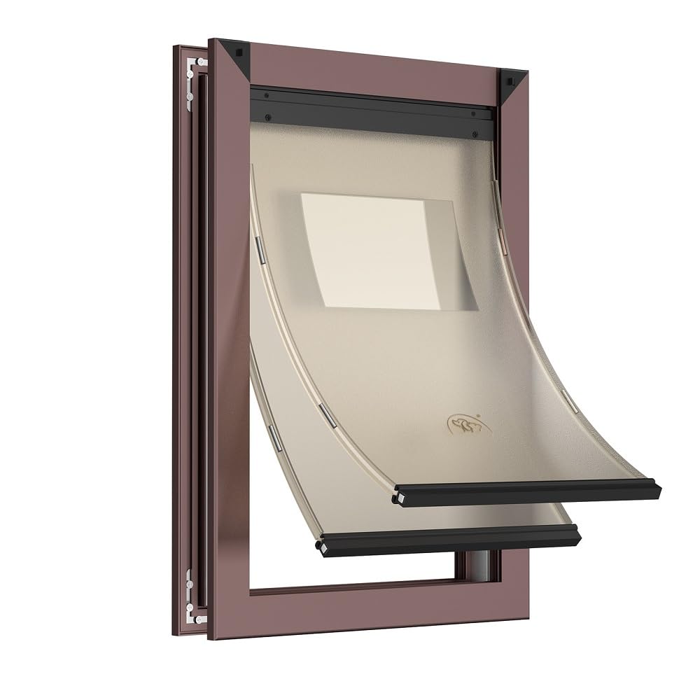[Mavricpower] Aluminum Extra Large Dog Door With Sliding Lock Panels, 2 Magenetic Flaps, Xl Dog Door For Door With Adjustable Tu