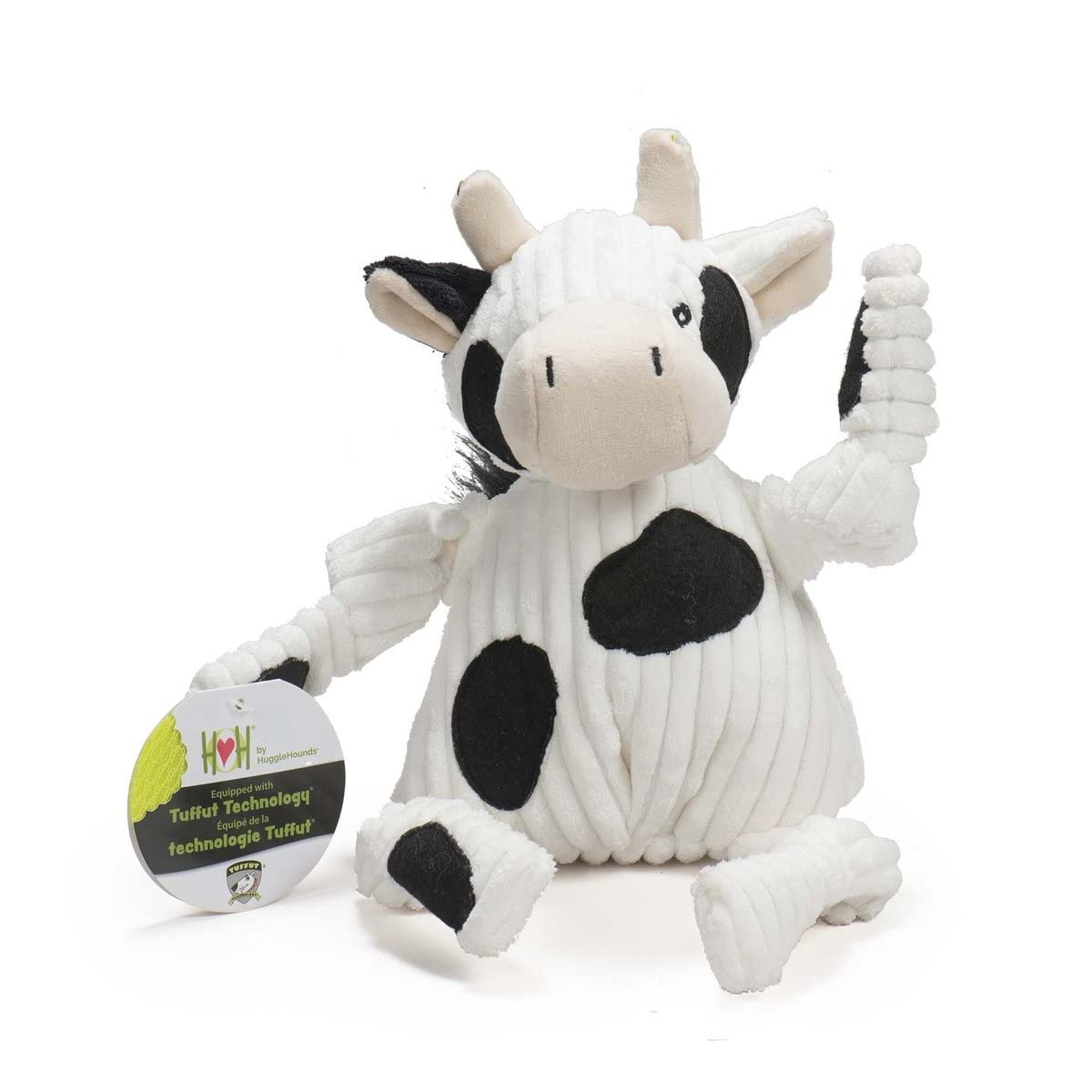 Hugglehounds Knottie Plush Dog Toy - Dog Stuffed Animal Toy, Puppy Toys, Squeaky Dog Toy For Small, Medium & Large Dogs, Durable Plush To Keep Them Busy - Dottie Cow, Large