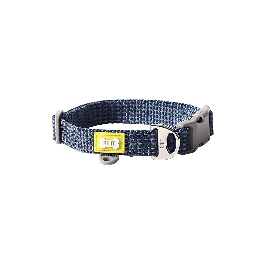 Built Pet Nightsafe Dog Collar Small, Navy And Yellow