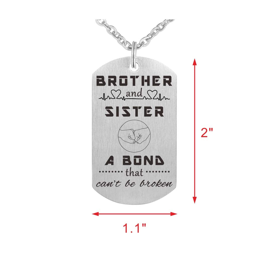 Mxrsdf Brother And Sister Necklace Gifts, Big Bro From Lil Sis Dog Tag