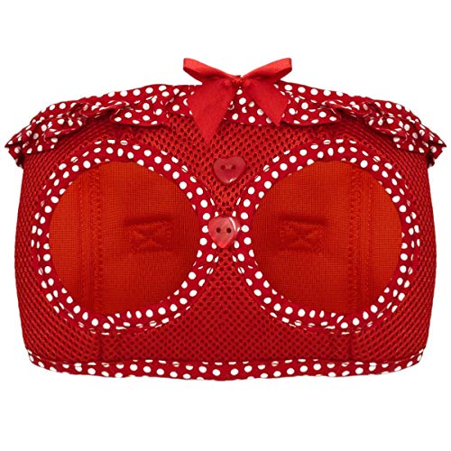 Doggie Design No Choke Dog Harness - Simple Step-In And Go Dog Vest For Small, Medium, And Large Breeds - Breathable Mesh Polyester Pet Harness - Red Polka Dot - Xl