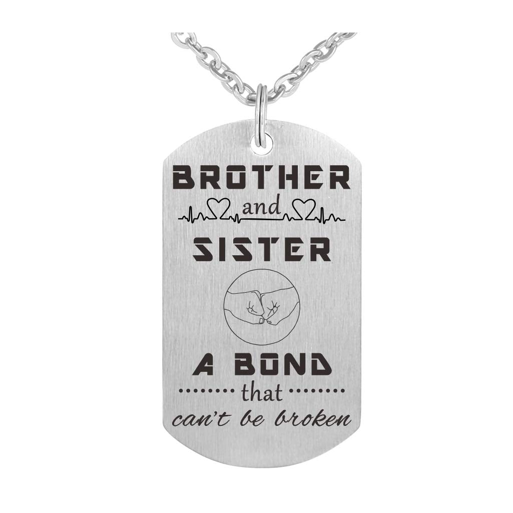 Mxrsdf Brother And Sister Necklace Gifts, Big Bro From Lil Sis Dog Tag