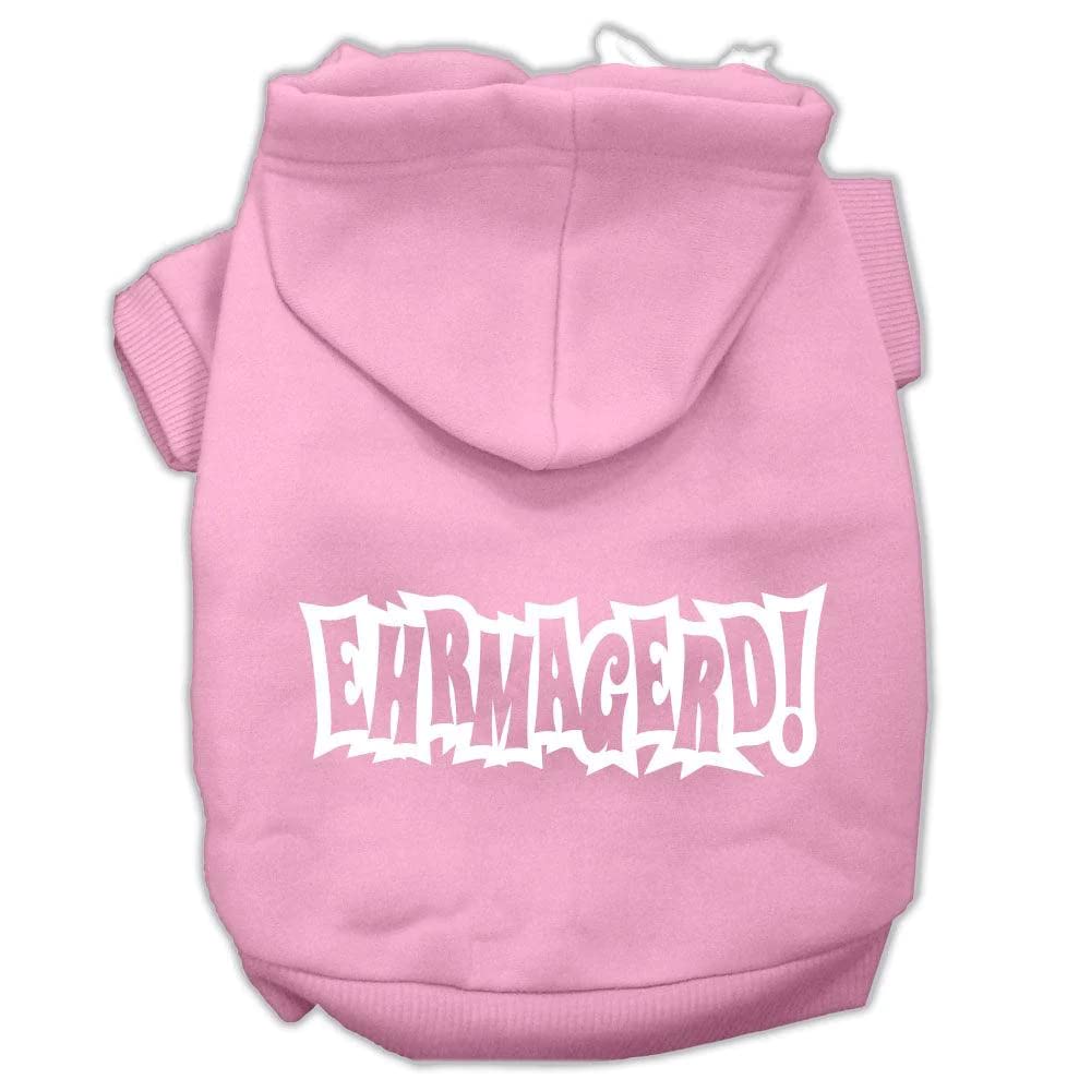 Mirage Pet Products 10&quot; Ermahgerd Screen Print Pet Hoodie, Small, Light Pink