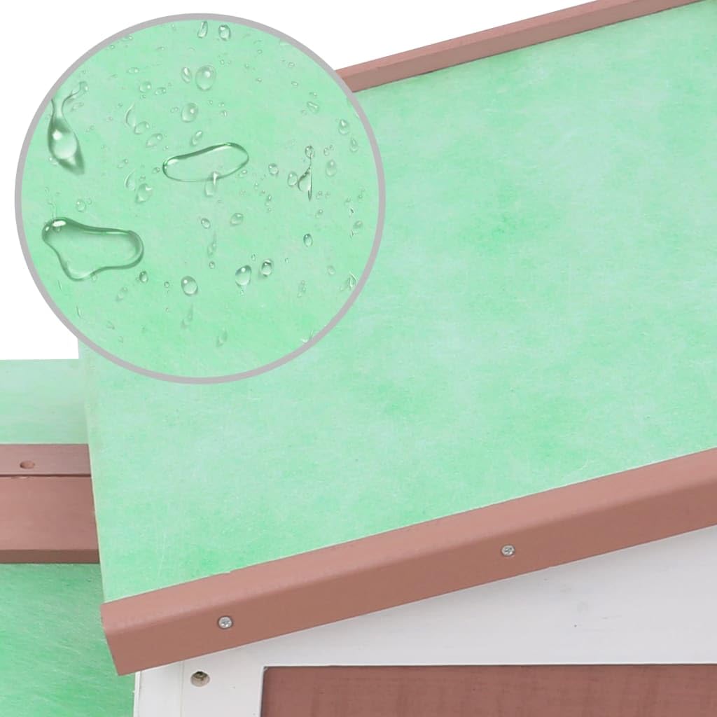 Vidaxl Large Outdoor Rabbit Hutch - Secure And Spacious Pet Living Space - Made Of Solid Fir Wood And Durable Fence Wiring - Brown And White