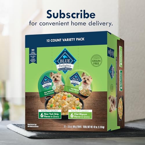 Blue Buffalo Delights Natural Adult Small Breed Wet Dog Food, Variety Pack, Made with Natural Ingredients, Filet Mignon & New Yo