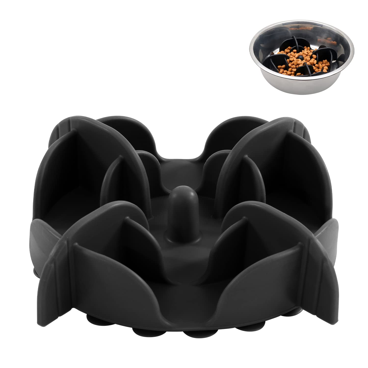 Jaoul Slow Feeder Dog Bowls Insert, X-Large 7 Inch Cuttable Slow Feeder Insert With 32 Octopus Suction Cups For Medium To Large 