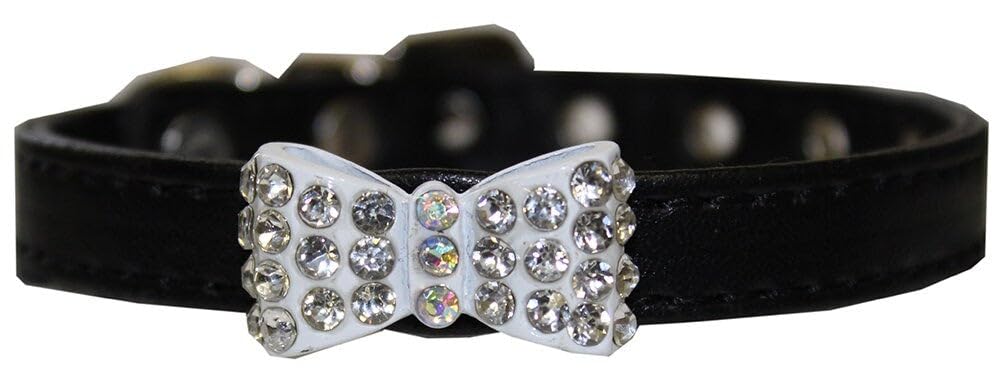 Dog, Puppy & Pet Fashion Collar, &quot;Bow-Dacious Crystal&quot; Black 12