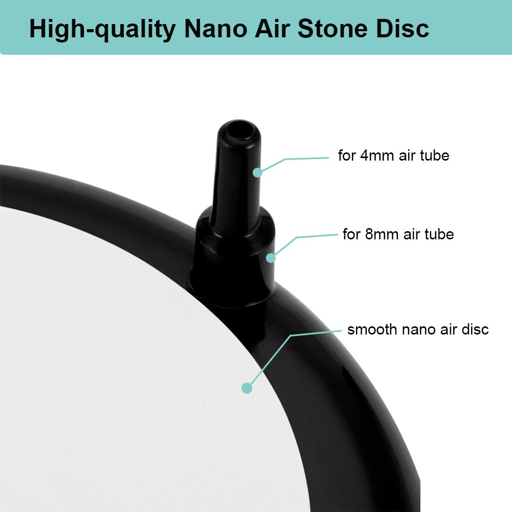 Hygger Aquarium Air Stone Kit, Fish Tank Bubbler, Nano Furnace Flue Round Air Stone Disk Set For Hydroponics, Small Bubbles, Ult