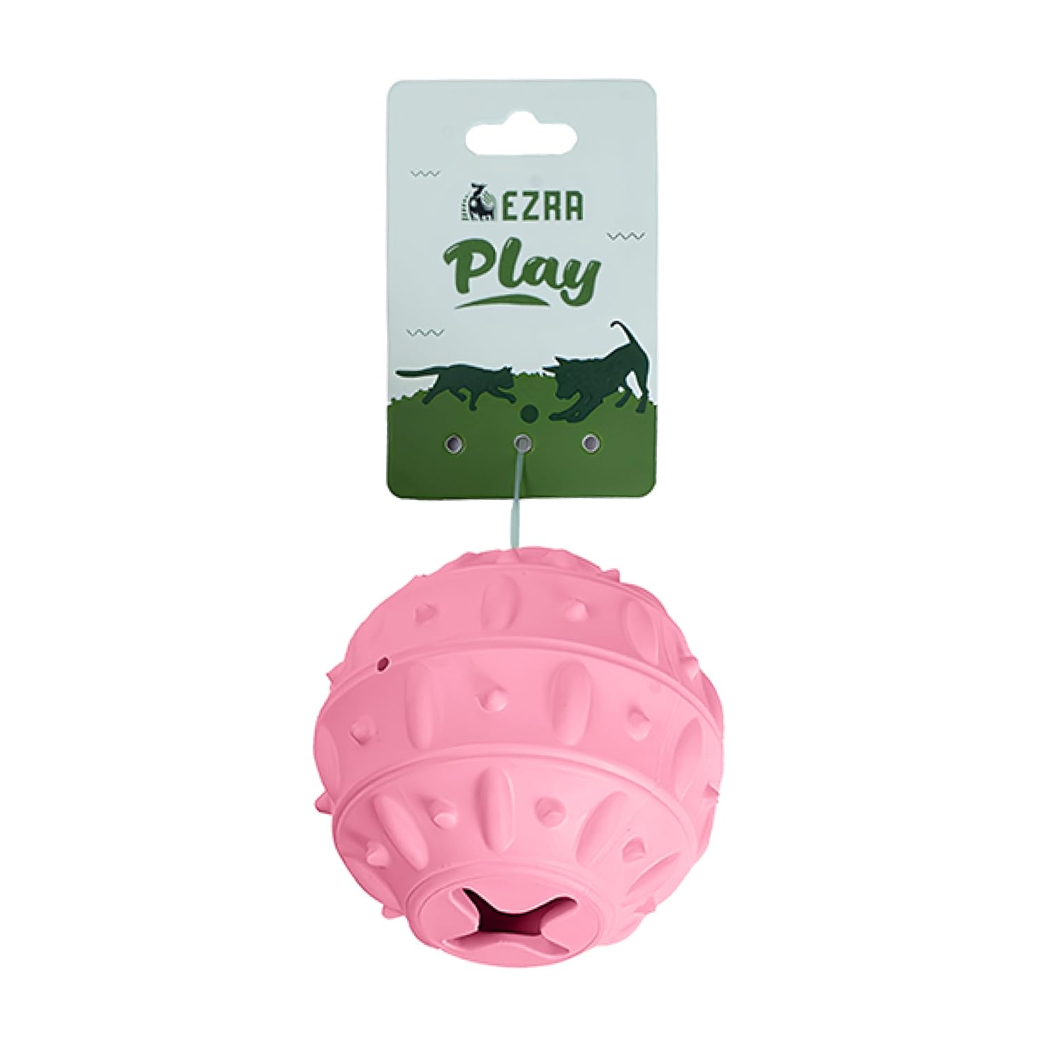 EZRA Play Bamboo Rubber Ball Dog Toy  Pink, Durable NonToxic Rubber Chew Ball | Interactive Fetch, Bounce & Dental Health Toy 