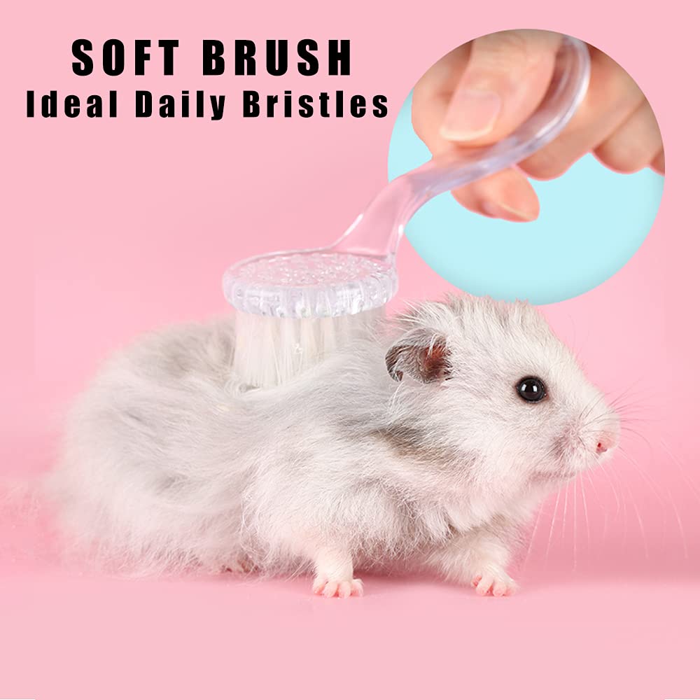 Woledoe 2 Pack Hamster Brush, Hedgehog Cleaning Supplies, Guinea Pig Massage Combs - Transparent