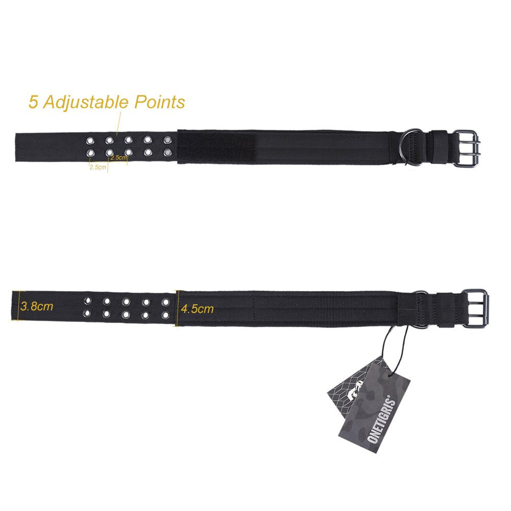 Onetigris Military Adjustable Dog Collar With Metal D Ring & Buckle 2 Sizes (Black, L)