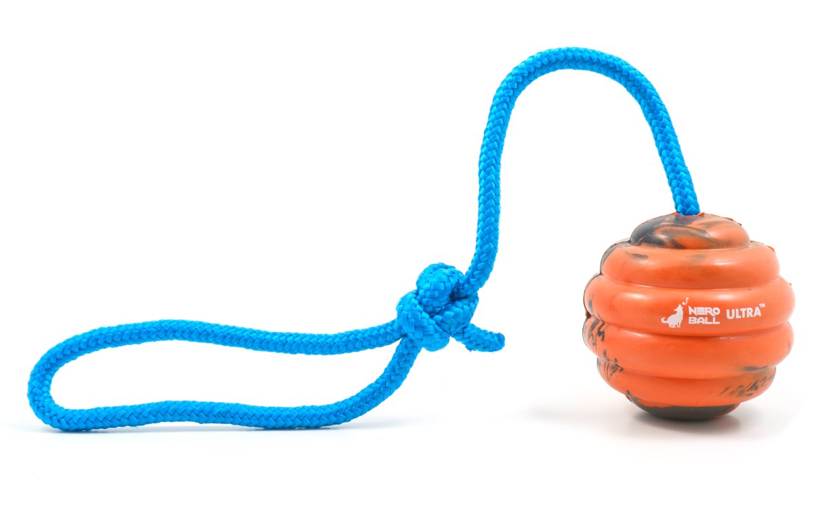 The Nero Ball Ultra™ Durable Dog Training Ball On Rope - Used By K-9 Teams Worldwide - Reward And Fetch Ball For Large Dogs - Exercise And Reward Toy For Dogs.