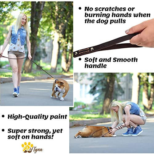 Adityna - Premium Leather Dog Leash - 6 Ft, Heavy-Duty, Soft & Strong For Small/Medium Dogs (Medium: 6 Ft X 5/8', Brown)