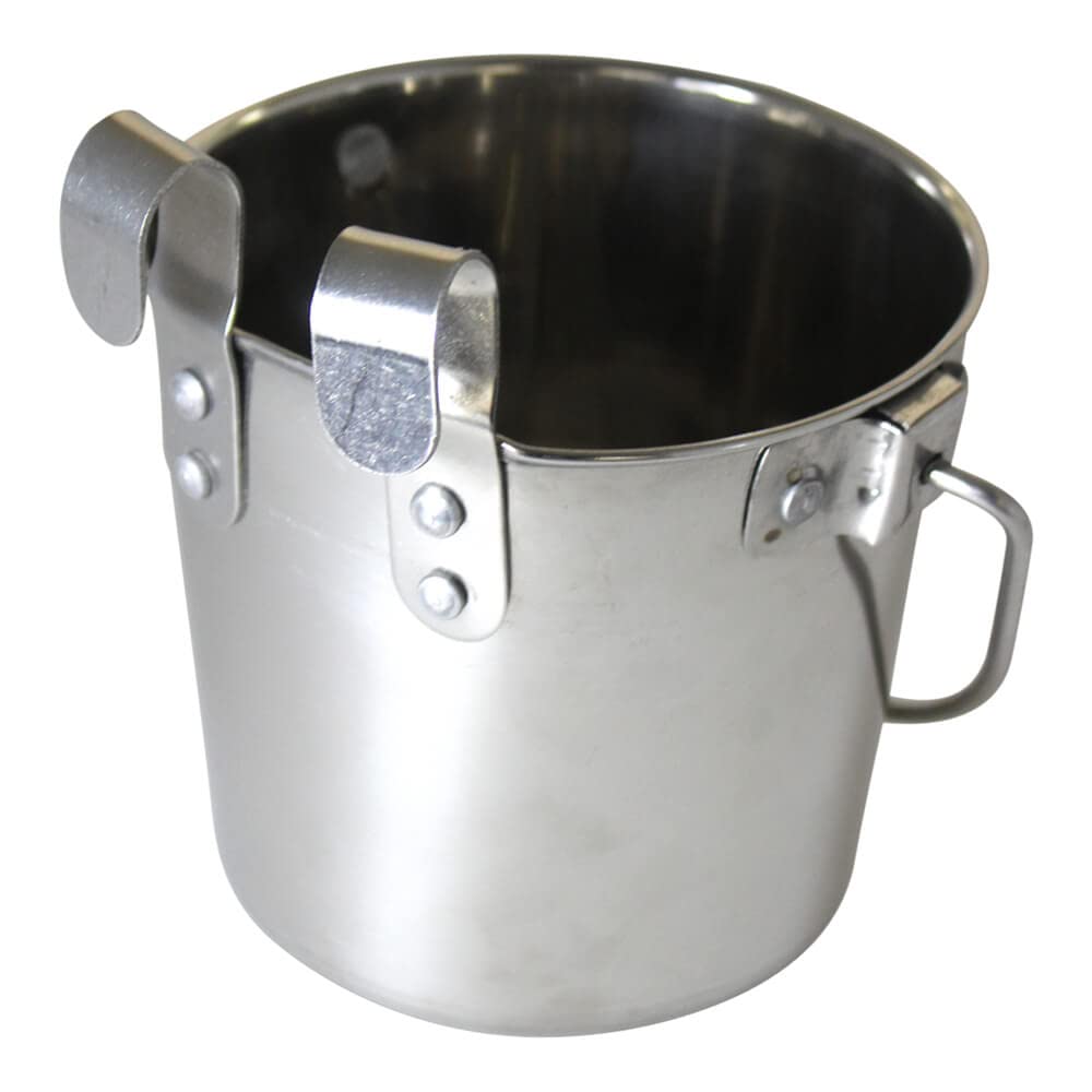 Dog for Dog Flat-Sided Hook-On Pail, 4 Qt, Stainless Steel, Durable Design