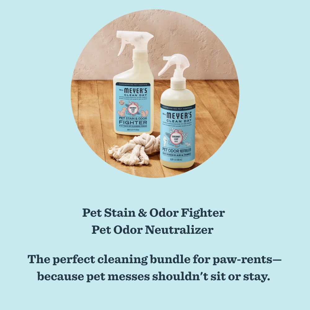 Mrs. MEYERS Clean Day Pet Cleaning Kit, includes Pet Stain & Odor Fighter 28oz and Odor Neutralizer 28oz, Coconut Leaf