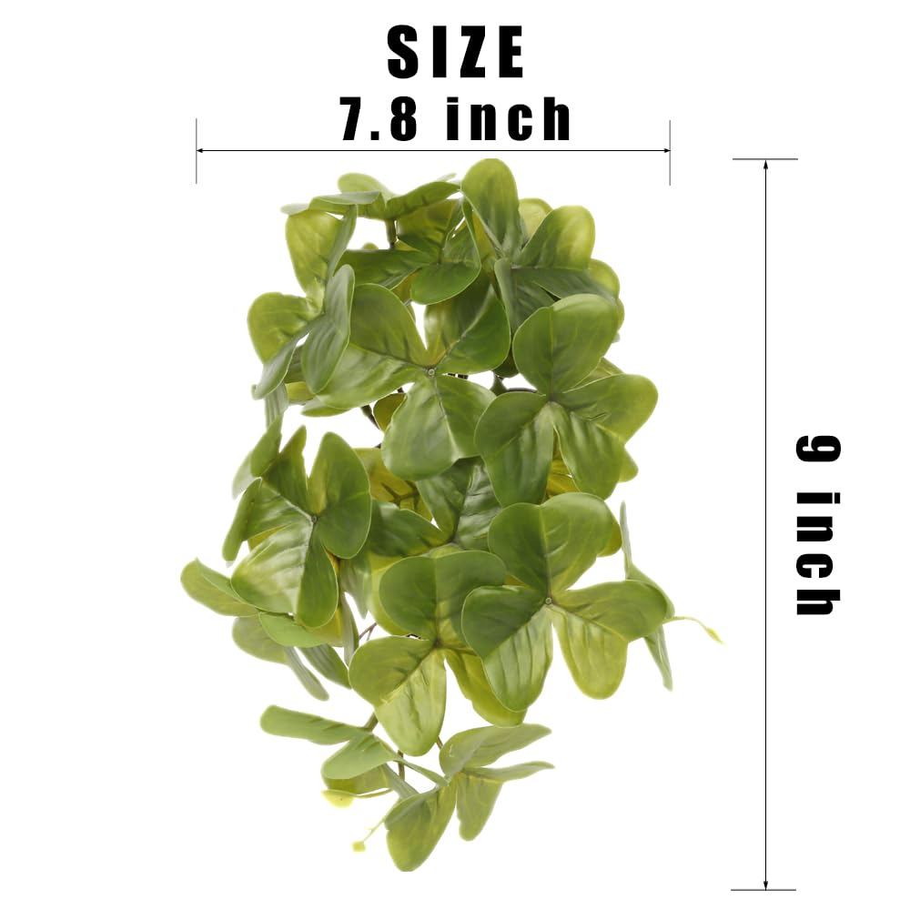 Woledoe Reptile Plants For Terrarium, Amphibian Habitat Decor Artificial Hanging Plants With Suction Cup - Fake Shamrock