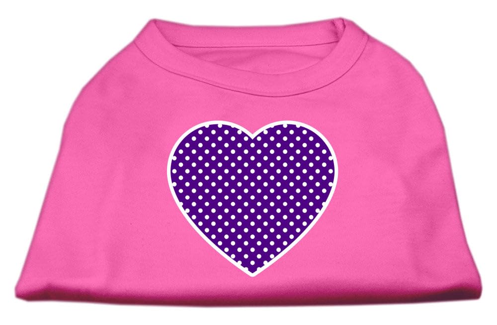 Pet Dog & Cat Shirt Screen Printed, &quot;Swiss Dots Purple Heart&quot; Bright Pink SM (3-6 lbs.)