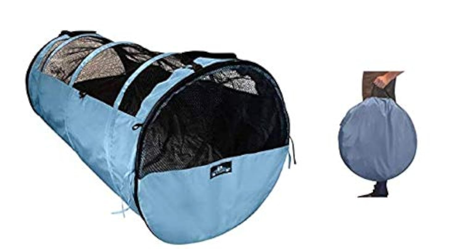 Pet Tube Soft Car Crate Large Kennel The Safe Dog and Cat Travel Mobile Home Pet Limo with Seat Belts and Storage Bag 47Lx24H Gr