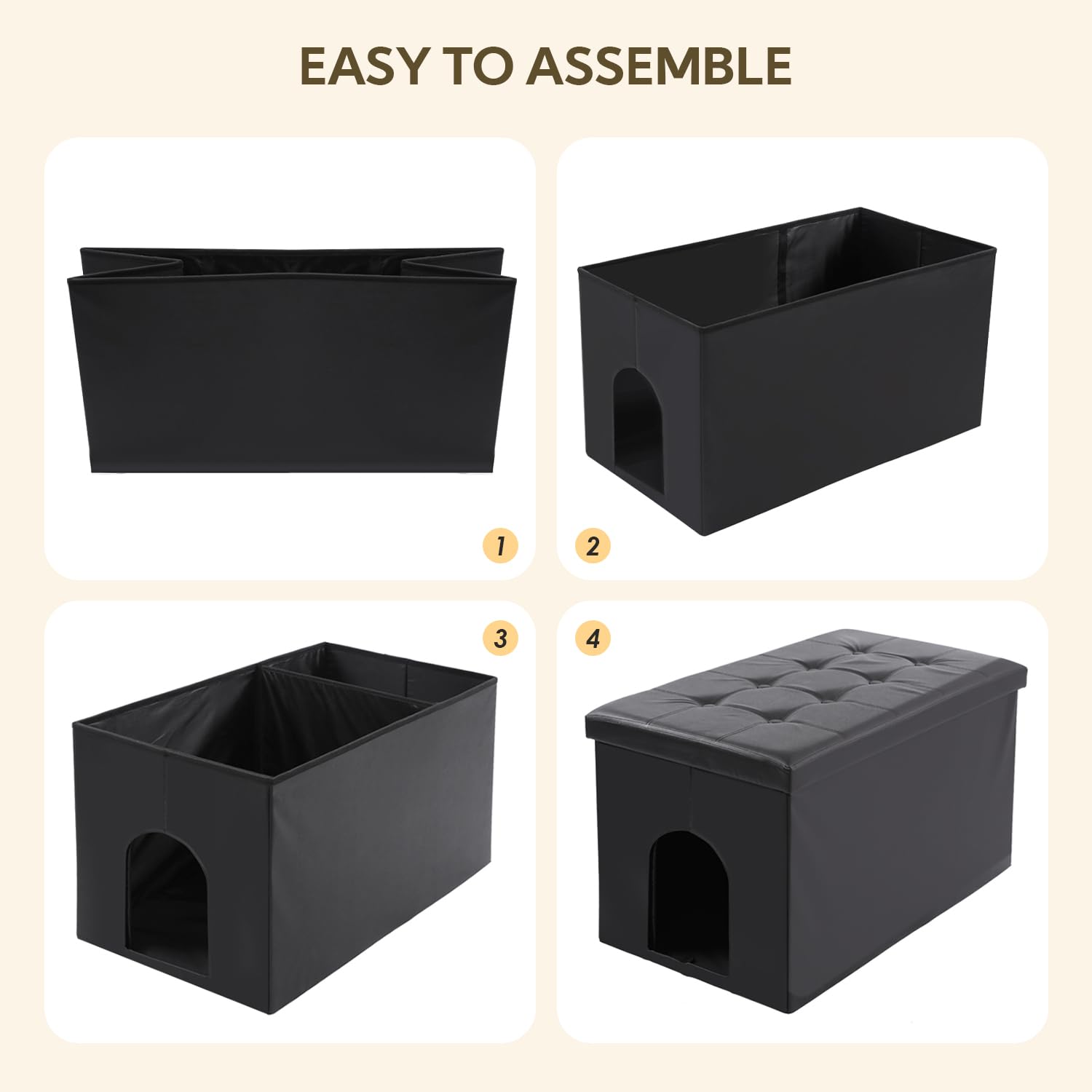 Meexpaws Cat Litter Box Enclosure Furniture Hidden, Cat Washroom Bench Storage Cabinet | Extra Large 36'' X 20'' X 20''| Dog Proof | Waterproof Inside/Easy Clean | Easy Assembly | Odor Control(Grey)