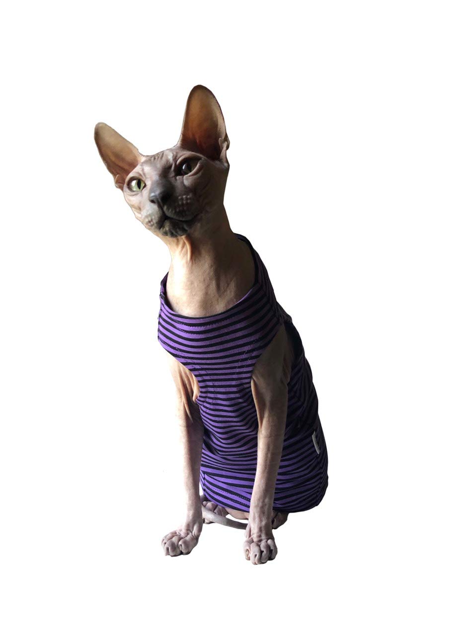 Kotomoda Cat Wear Tank Purple - Black Stripes (Xl)