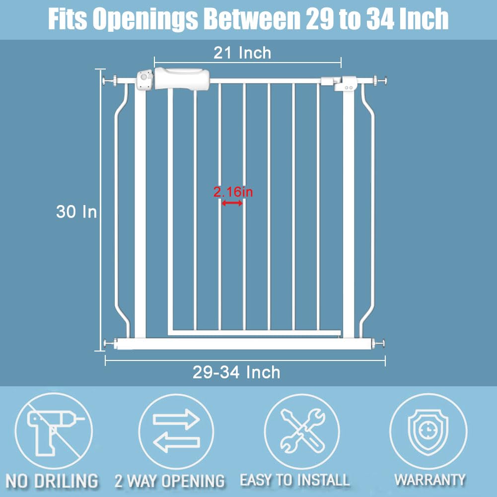 flower frail Extra Wide Baby Gate 4.72in Extensions Walk Through Baby Gate Pressure Mount Auto Close Child Safety Gates (White,