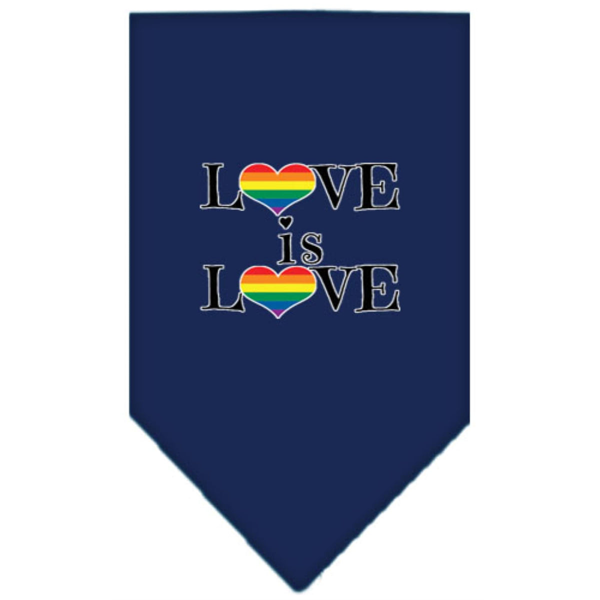 Pet and Dog Bandana Screen Printed, &quot;Love Is Love&quot; Navy Blue Large