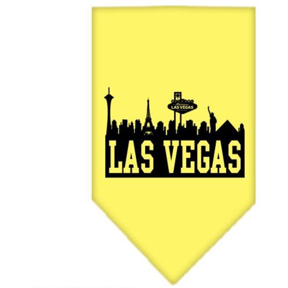 Pet and Dog Bandana Screen Printed, &quot;Las Vegas Skyline&quot; Yellow Small