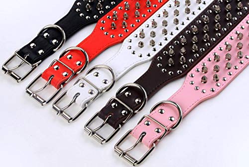 Haoyueer Faux Leather Spiked Studded Dog Collar for Medium Large Dogs Pit Bull Mastiff Bully Boxer(Gold Brown,L)