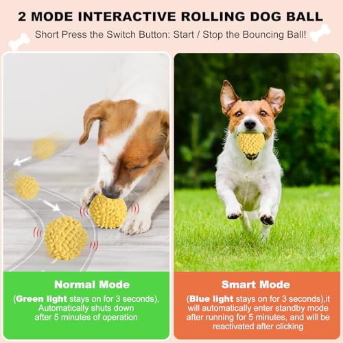 Interactive Dog Toys Usb Rechargeable, Bouncing Ball For Dogs With Cover, Rolling Puppy Balls Toy For/Small/Medium/Large Dogs, E